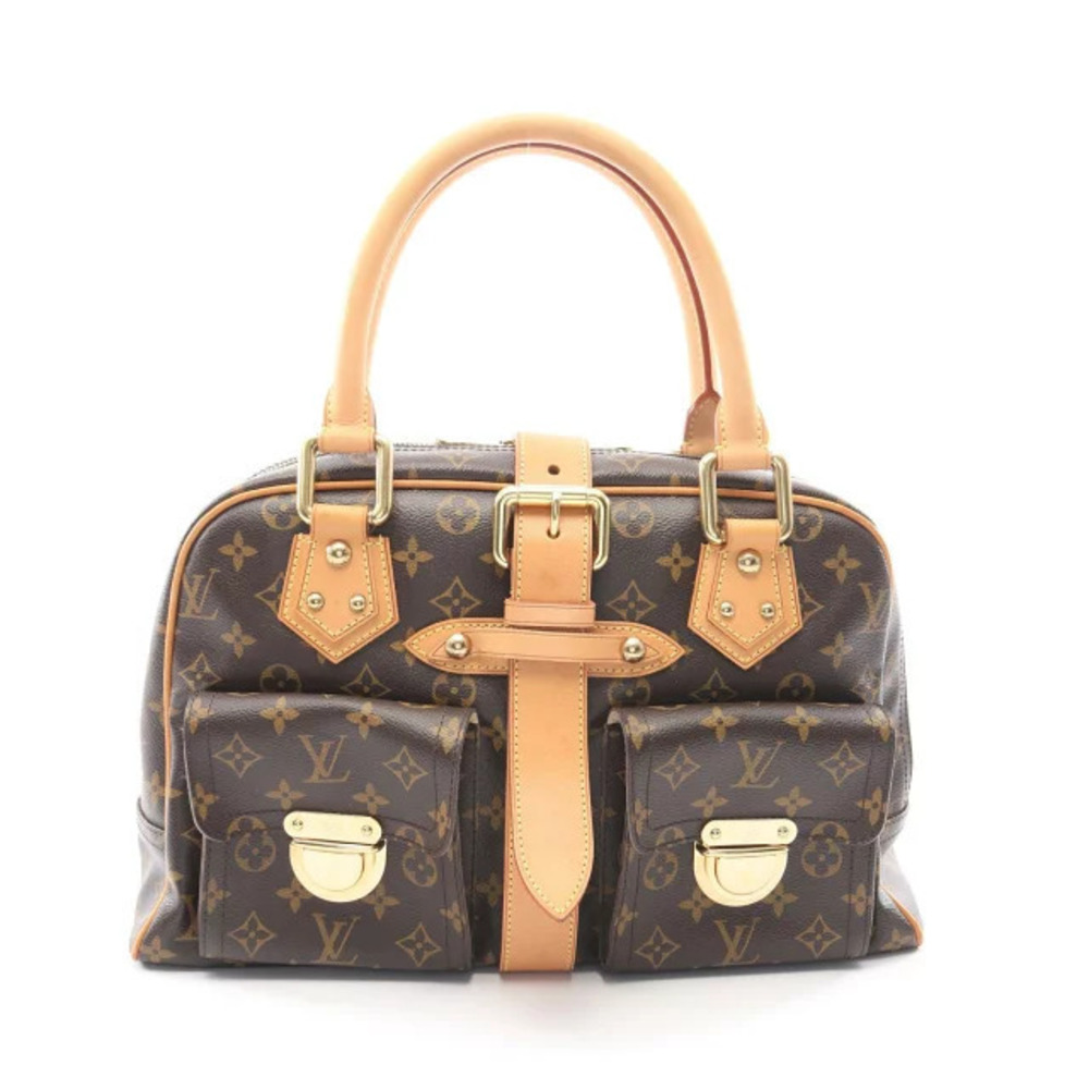 Louis Vuitton Manhattan Handbag Canvas Leather Monogram Brown